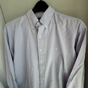 Ralph Lauren Blake Micro Check Shirt Men’s L Lavender White Pink Pony